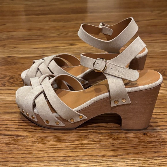 Sezane Beige Suede Strappy Sandals/ clogs - Picture 3 of 9